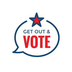 2022 Midterm Elections Design w Red White and Blue Vote Icon - obrazy, fototapety, plakaty