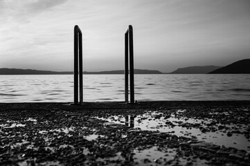 Fototapeta premium Ladder into the sea at the beach in Cres