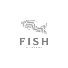 wave line fish vector icon logo design template 