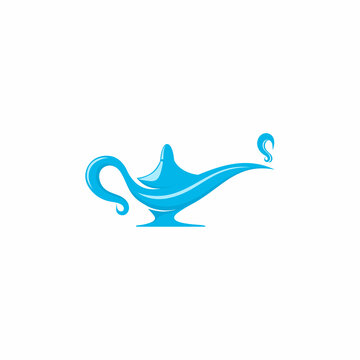 genie lamp design logo concept. lantern lamp logo template. genie aladdin.