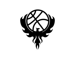 phoenix Bird holding basketball  logo icon illustration vector on white background