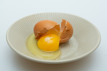 Fresh raw eggs in a bowl concept