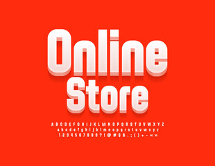 Vector bright Banner Online Store.  Elegant 3D Font. Artistic Alphabet Letters, Numbers and Symbols