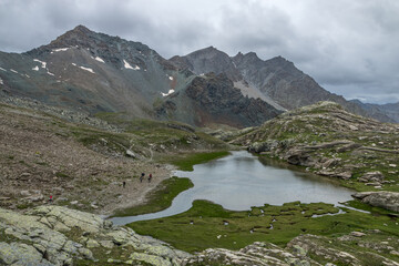 Lac Blanchet inférieur , paysage du Queyras en été , hautes-Alpes , France