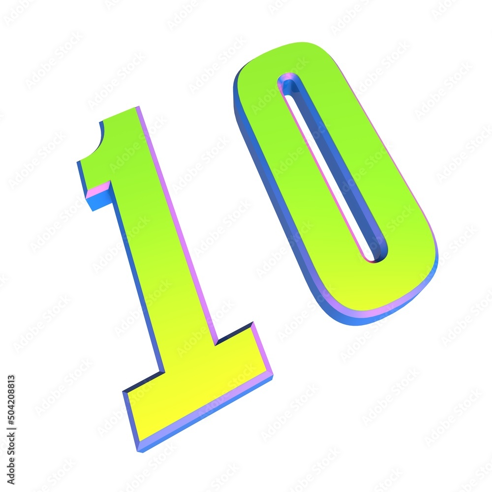 Poster numeral 0. green volumetric number on a white background. 3d rendering.