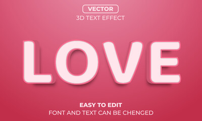 Love Editable 3d text effect template soft pink 
