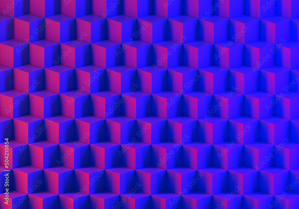 Poster geometric texture. 3d purple pattern. endless cubes texture. geometric pattern. three-dimensional st