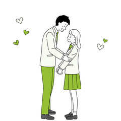 学生カップルの全身イラスト。