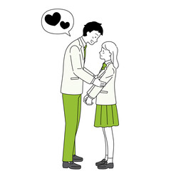 学生カップルの全身イラスト。