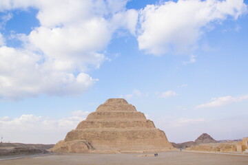 Fototapeta na wymiar The Pyramid of Djoser (or Djeser and Zoser), or Step Pyramid in the Saqqara necropolis, Egypt