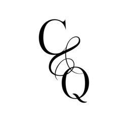qc, cq, monogram logo. Calligraphic signature icon. Wedding Logo Monogram. modern monogram symbol. Couples logo for wedding