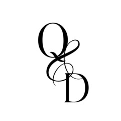 dq, qd, monogram logo. Calligraphic signature icon. Wedding Logo Monogram. modern monogram symbol. Couples logo for wedding