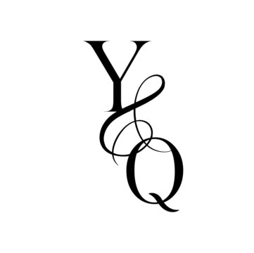 qy, yq, monogram logo. Calligraphic signature icon. Wedding Logo Monogram. modern monogram symbol. Couples logo for wedding