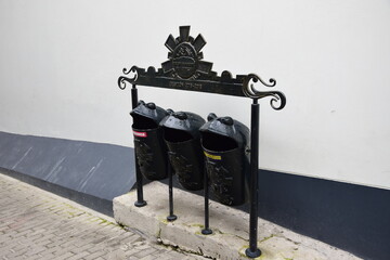 Garbage bins in Aguas calientes, the inscriptions on the bins are translated from Spanish as -...