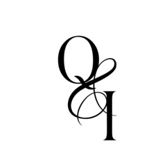 iq, qi, monogram logo. Calligraphic signature icon. Wedding Logo Monogram. modern monogram symbol. Couples logo for wedding