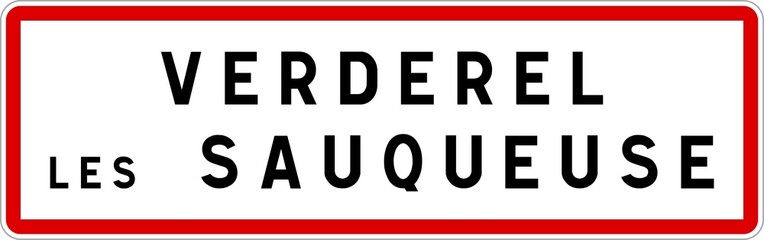 Panneau entrée ville agglomération Verderel-lès-Sauqueuse / Town entrance sign Verderel-lès-Sauqueuse