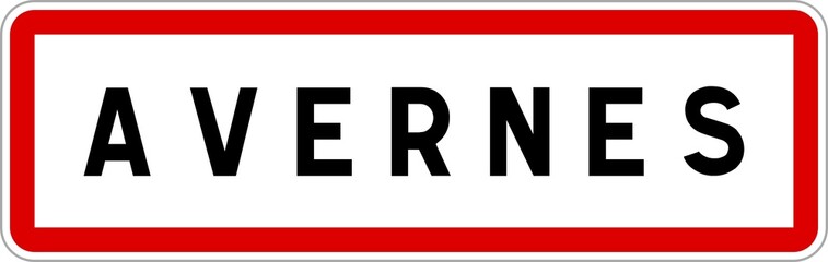 Panneau entr&eacute;e ville agglom&eacute;ration Avernes / Town entrance sign Avernes
