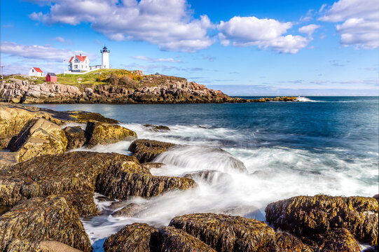 The Nubble Point lighthouse on Cape Neddick, Maine