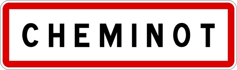 Panneau entrée ville agglomération Cheminot / Town entrance sign Cheminot - obrazy, fototapety, plakaty
