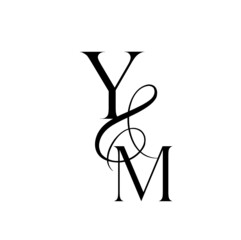 my, ym, monogram logo. Calligraphic signature icon. Wedding Logo Monogram. modern monogram symbol. Couples logo for wedding - obrazy, fototapety, plakaty