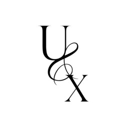 xu, ux, monogram logo. Calligraphic signature icon. Wedding Logo Monogram. modern monogram symbol. Couples logo for wedding