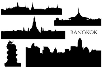 The black and white silhouttes of Bangkok