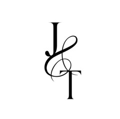 tj, jt, monogram logo. Calligraphic signature icon. Wedding Logo Monogram. modern monogram symbol. Couples logo for wedding