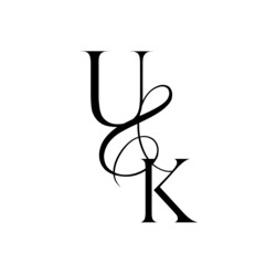 ku, uk, monogram logo. Calligraphic signature icon. Wedding Logo Monogram. modern monogram symbol. Couples logo for wedding