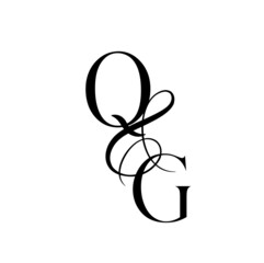 gq, qg, monogram logo. Calligraphic signature icon. Wedding Logo Monogram. modern monogram symbol. Couples logo for wedding