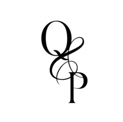 pq, qp, monogram logo. Calligraphic signature icon. Wedding Logo Monogram. modern monogram symbol. Couples logo for wedding