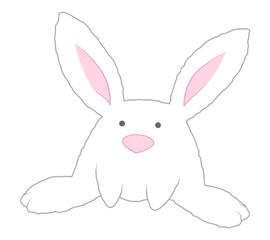 Bunny cute fluffy animal sits cartoon isolated illustration