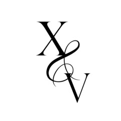 vx, xv, monogram logo. Calligraphic signature icon. Wedding Logo Monogram. modern monogram symbol. Couples logo for wedding