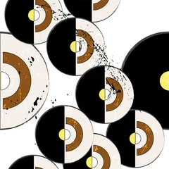 Plexiglas foto achterwand seamless geometric pattern background, retro, art nouveau style, with circles, paint strokes and splashes © Kirsten Hinte