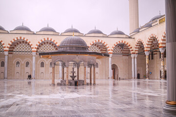 Grand Çamlıca Mosque internal square. The current largest mosque in Turkey.  The biggest building of this hill 