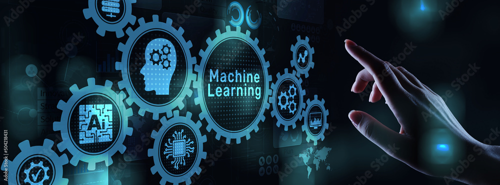 Poster machine deep learning algorithms, artificial intelligence, ai, automation and modern technology in b