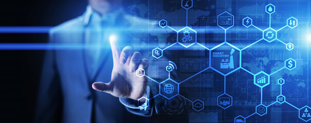 Smart industry 4.0, Manufacturing Automation Internet of Things. Business and technology concept on...