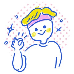 洗顔でさっぱりする男性・男の子のイラスト