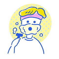 洗顔、髭剃りをする男性・男の子のイラスト