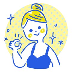 洗顔でさっぱりする女性・女の子のイラスト