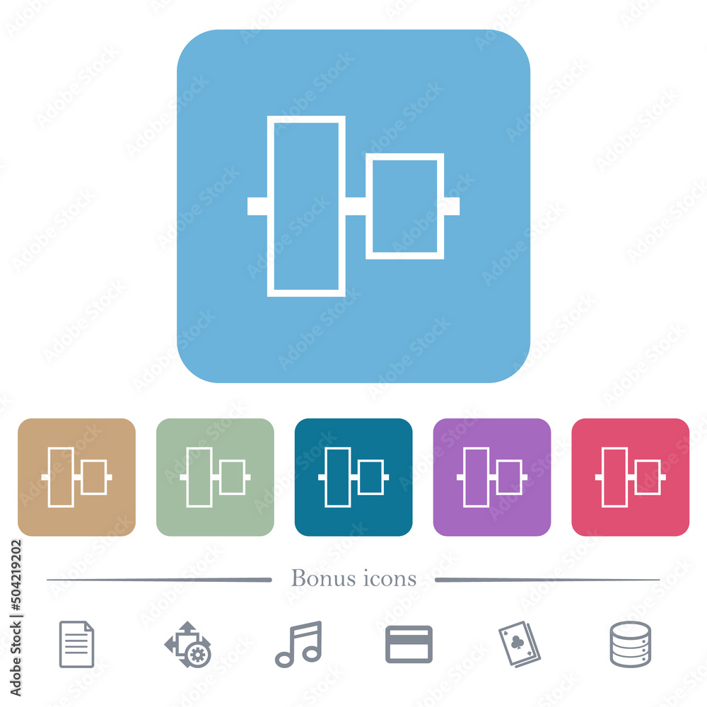 Poster vertically align to center outline flat icons on color rounded square backgrounds