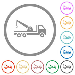 Crane truck flat icons with outlines