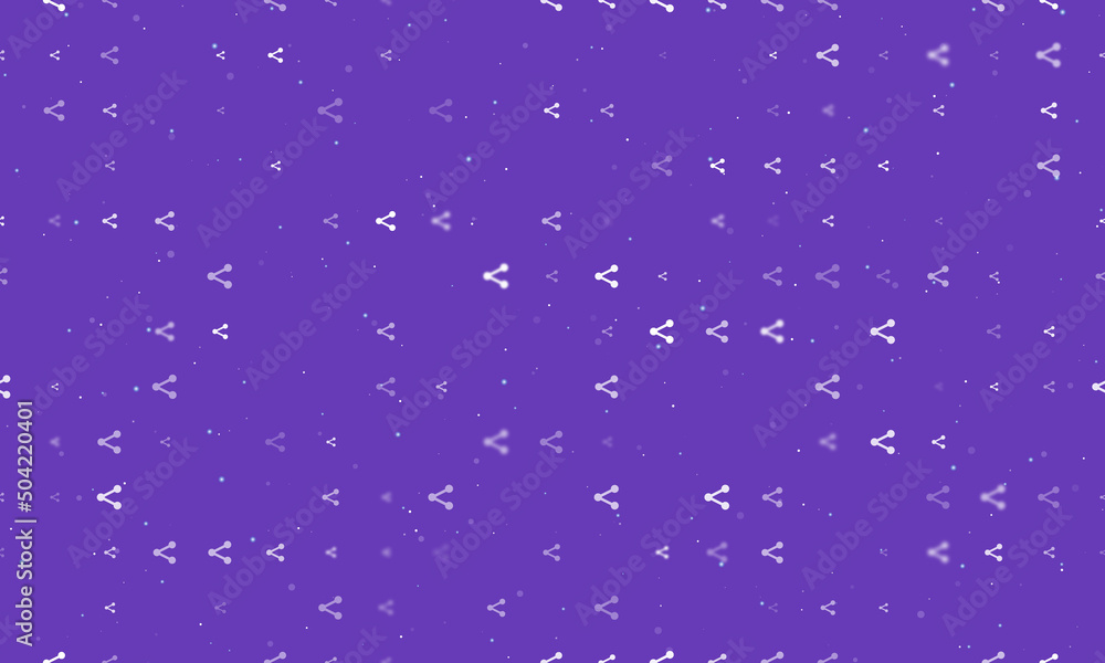 Poster seamless background pattern of evenly spaced white share symbols of different sizes and opacity. vec