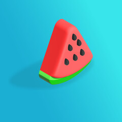 Watermelon summer fruit. 3d vector icon illustration