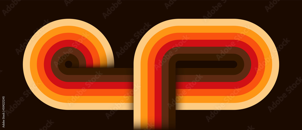 Poster simple retro design in abstract 70's style with colorful lines. vector illustration.