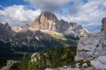 A view of Tofana massif in the Dolomites.