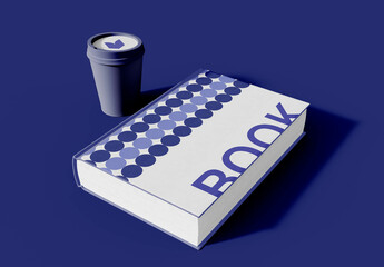 Book Cover with Coffee Cup Mockup