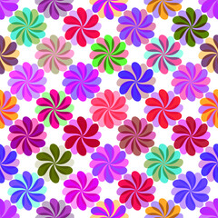 Seamless pattern with colorful stylized flowers on a transparent background.. Vector eps 10