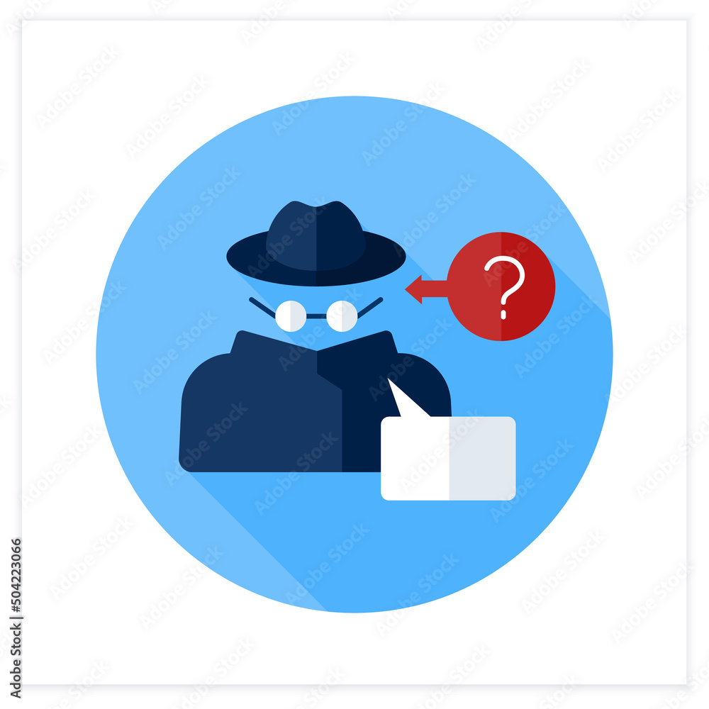 Poster anonymous flat icon. unknown person. man unidentification by name, biometric data. unknown authorshi