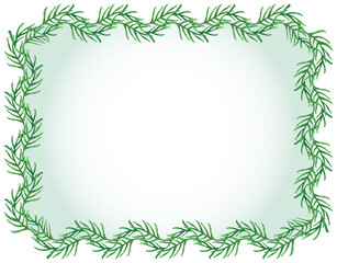 Fototapeta na wymiar Decorative frame from watercolor green delicate twigs