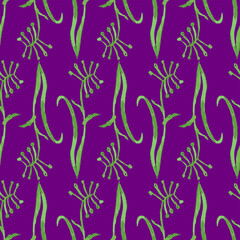 Seamless pattern from watercolor drawings of decorative floral design elements